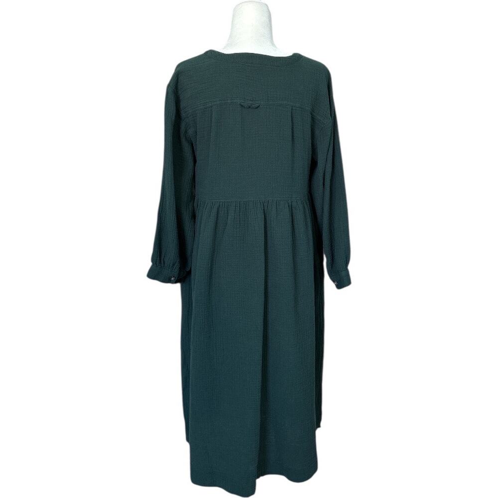 Madewell Women's Lightspun Button Front Midi Dress Dark Palm Size 10 Gauze 90's - Picture 5 of 6